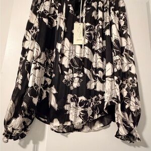 Joie Black and White Floral Blouse